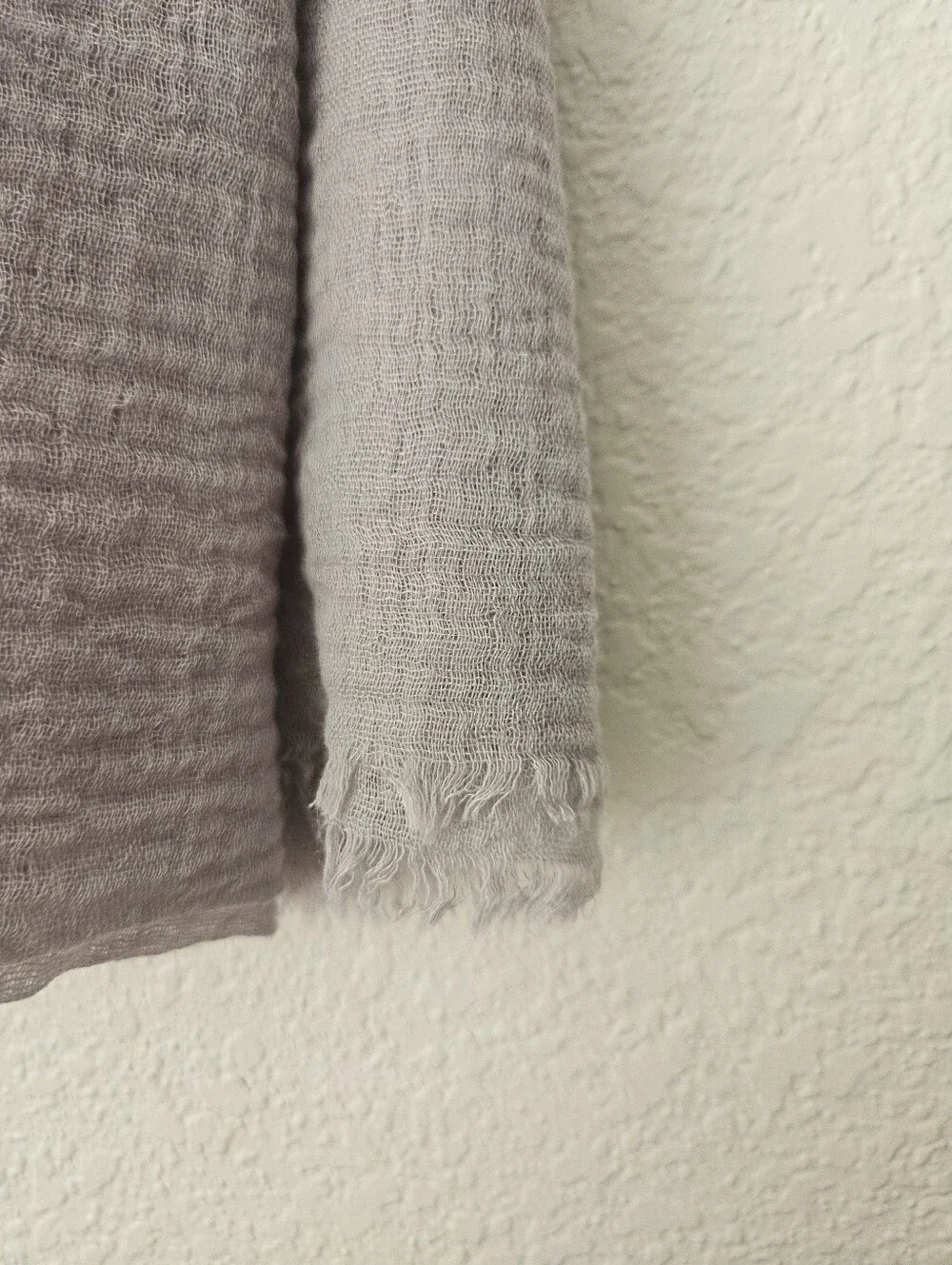 muslin cotton raw hem gray scarf